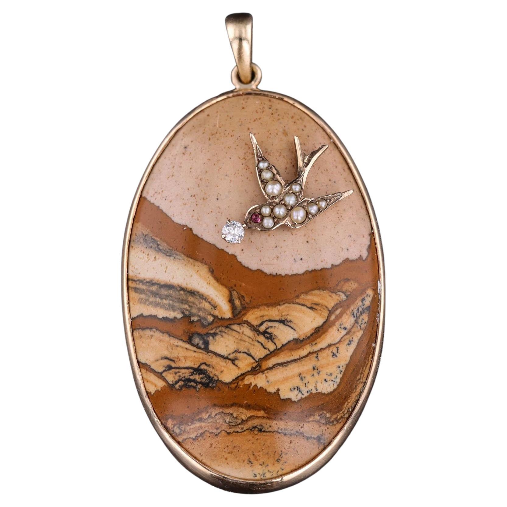 Ciondolo paesaggio vintage in pietra arenaria