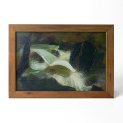 Paisaje vintage "Agua de Gales" de Jane Pond, gran óleo original