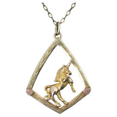 Vintage Landstroms 10K Black Hills Gold Unicorn Pendant Necklace