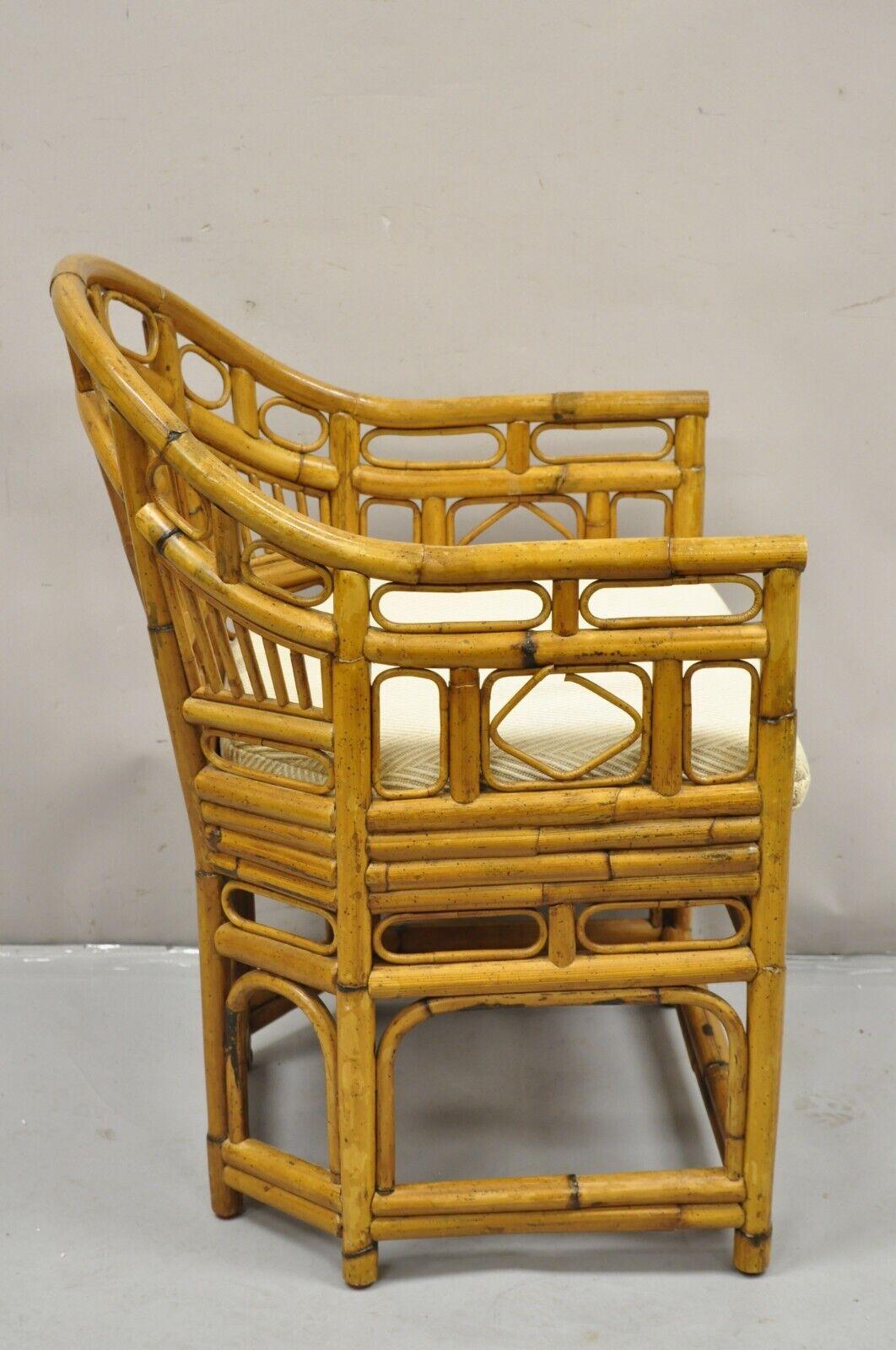 Vintage Lane Bamboo Fretwork Rattan Hollywood Regency Club Lounge Chair 5