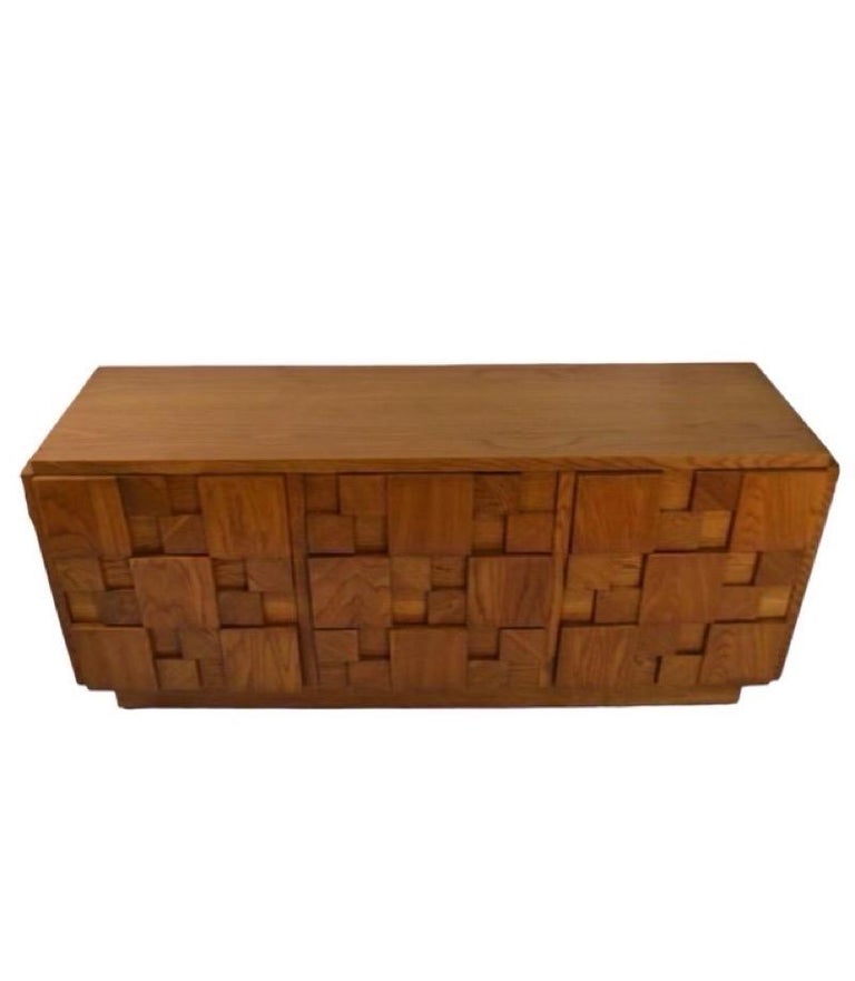 Vintage Lane Brutalist End Table and Dresser Set, Dovetail Drawers For