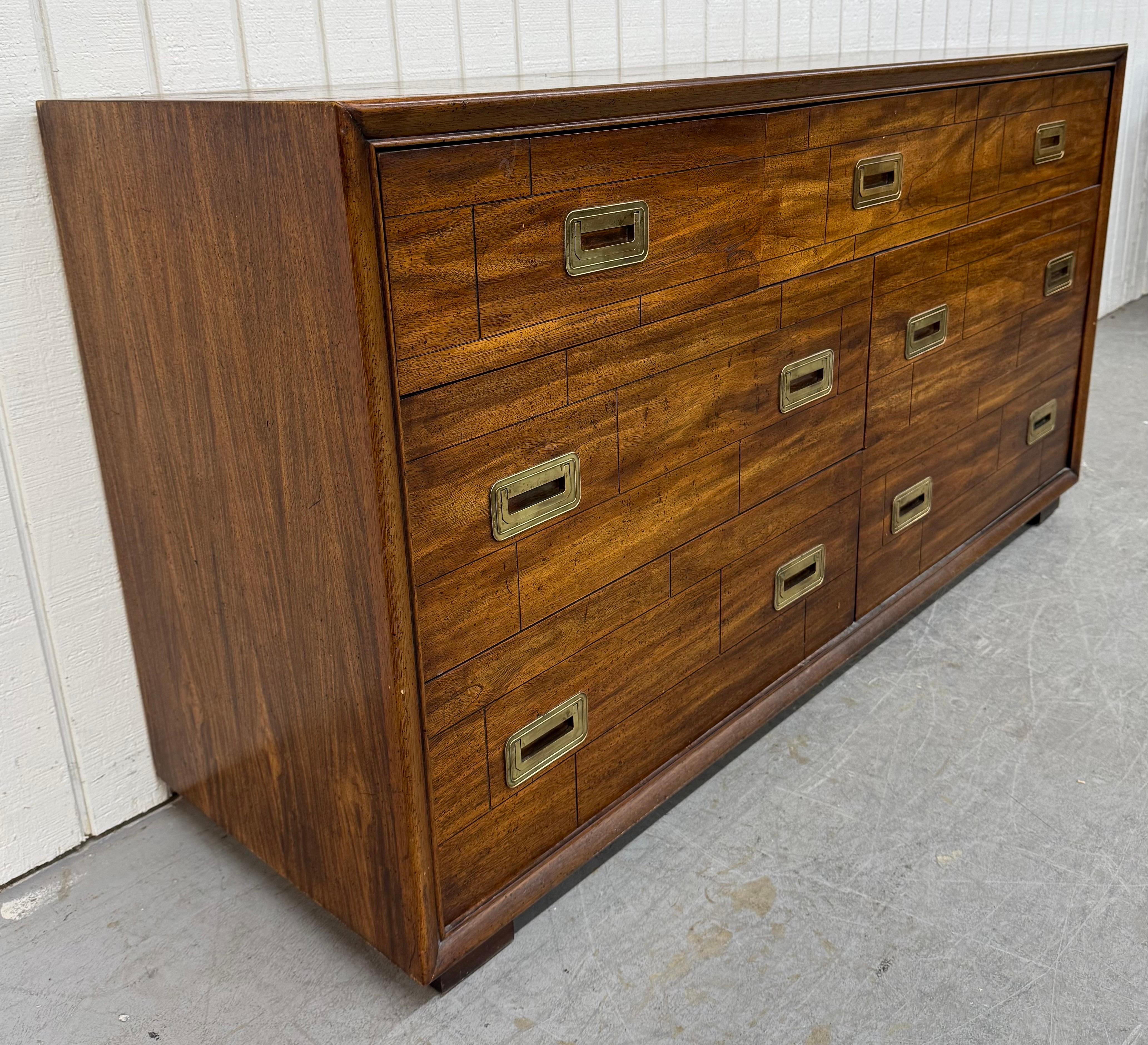 20th Century Vintage Lane Campaign Style Walnut Dresser