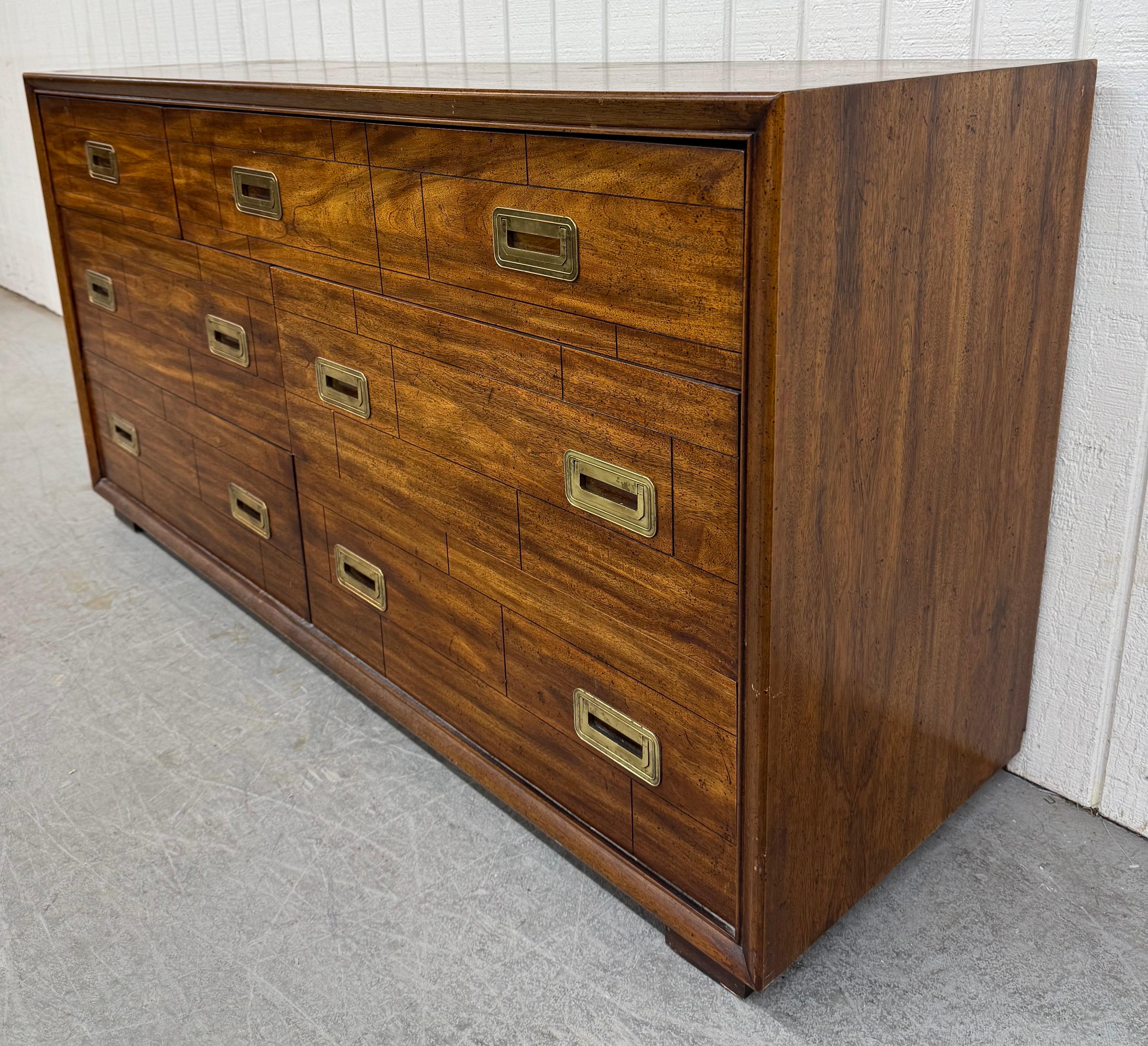 Brass Vintage Lane Campaign Style Walnut Dresser