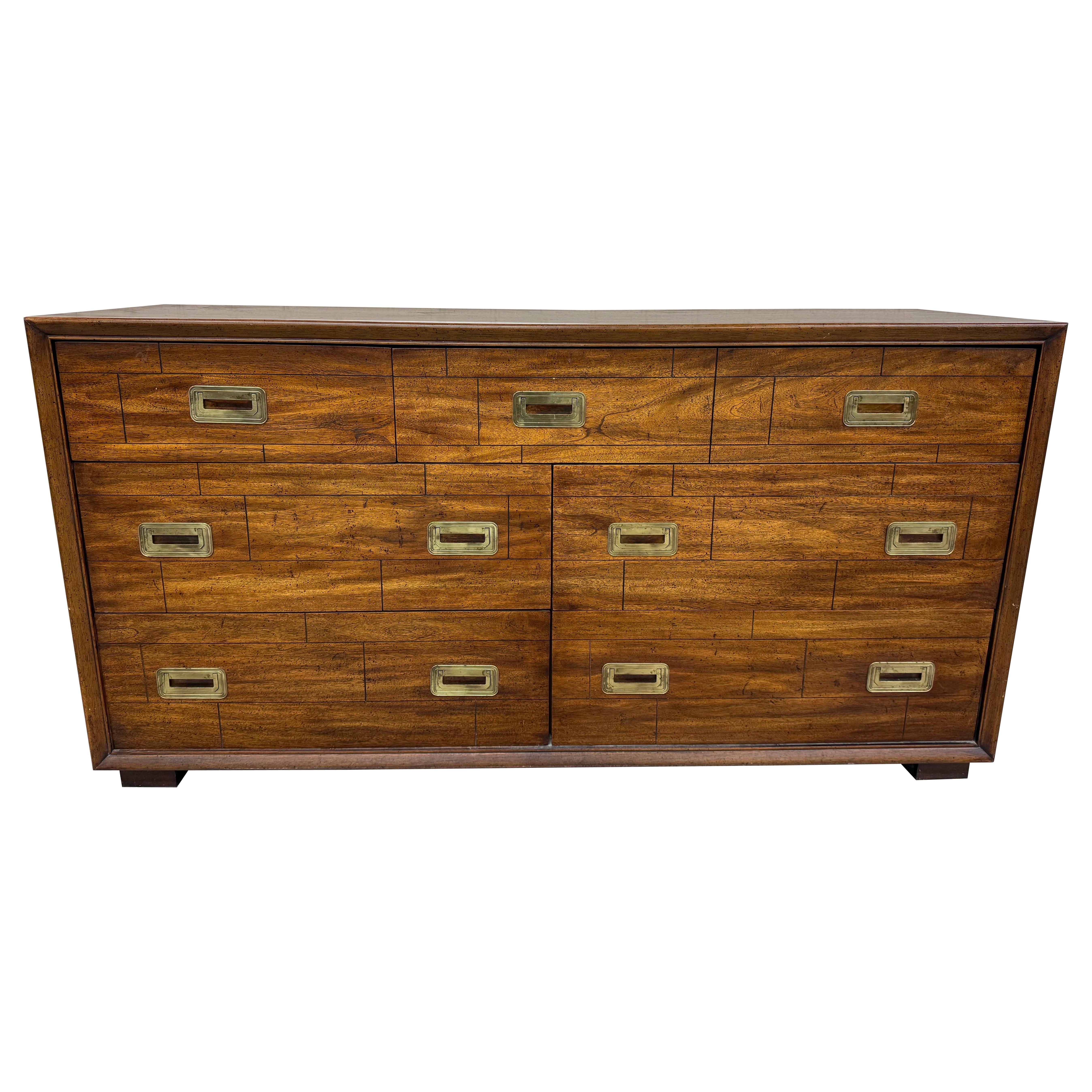 Vintage Lane Campaign Style Walnut Dresser