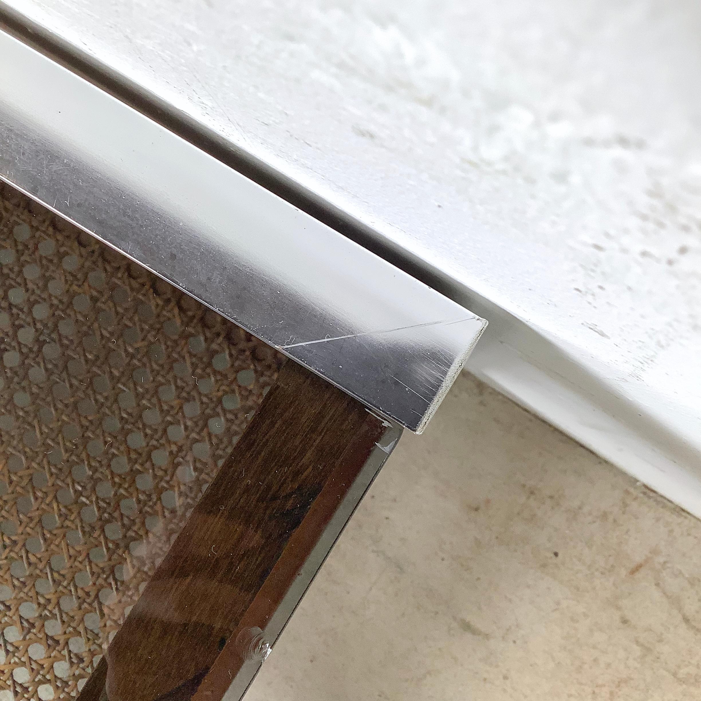 Vintage Lane End Table, Smoked Glass Top with Cane Lower Shelf For Sale 5