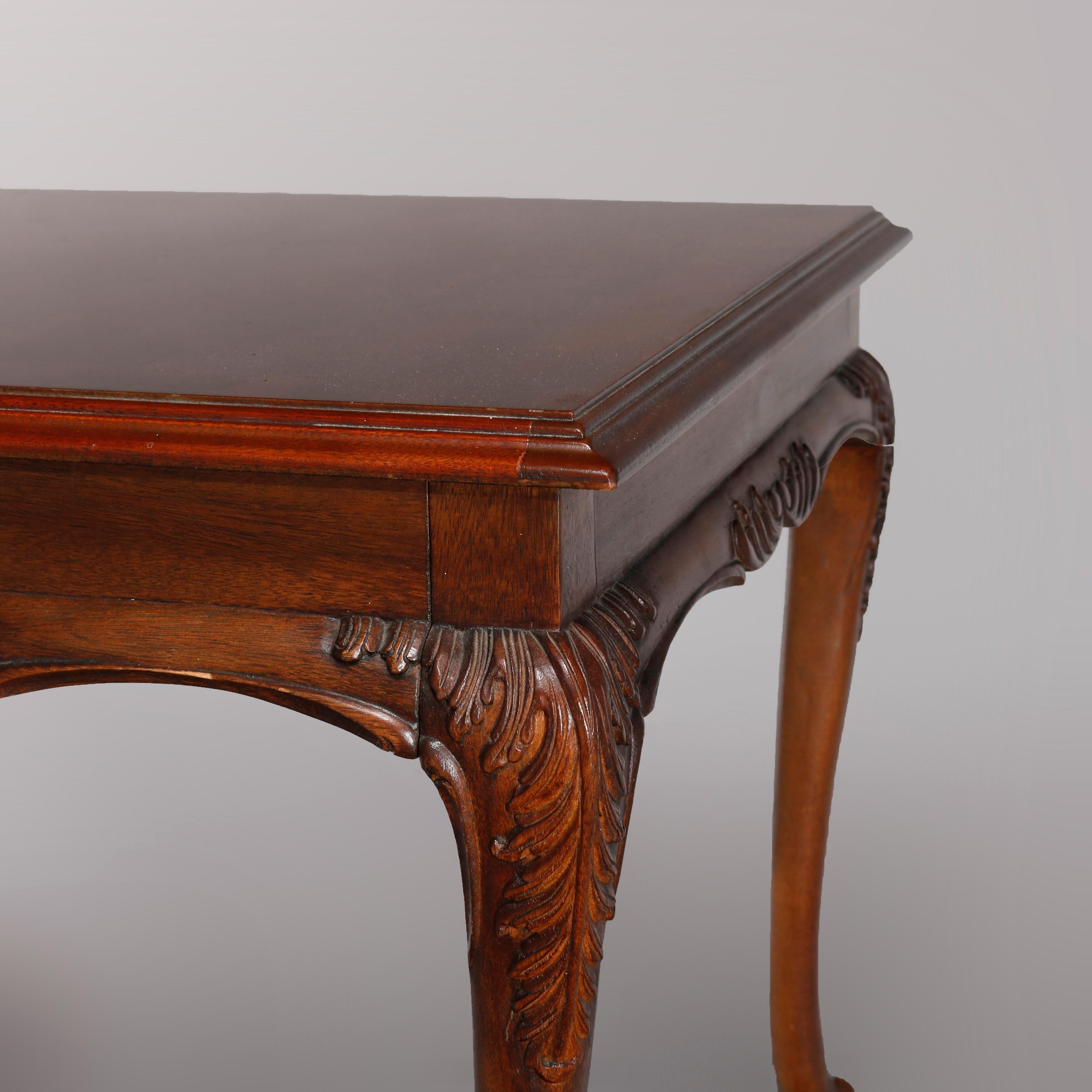 American Lane Furniture Co. Chippendale Style Carved Mahogany Side Table, 20th Century