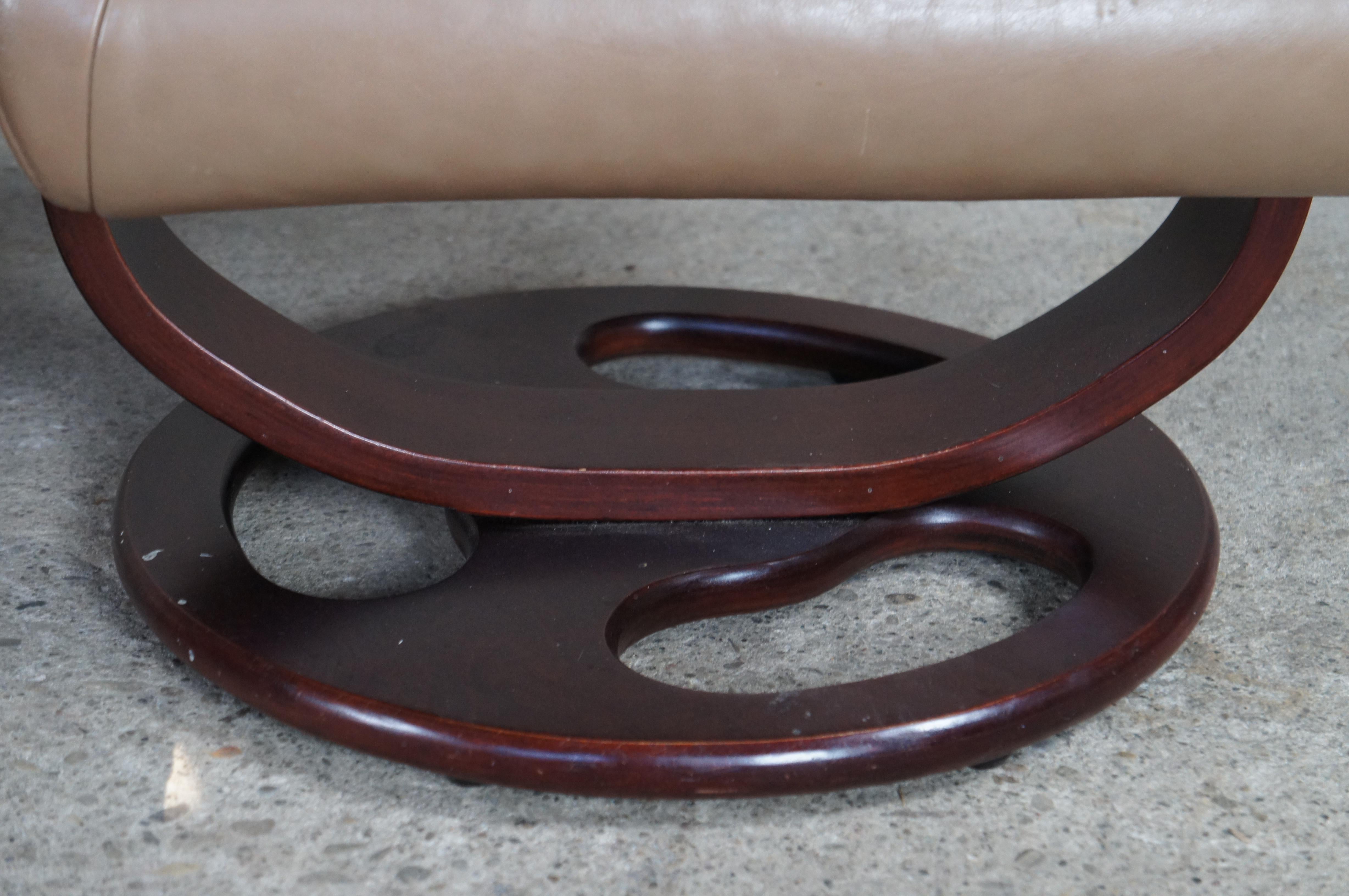 Vintage Lane Furniture Cuir Leather Stressless Recliner Lounge Chair Ottoman 5