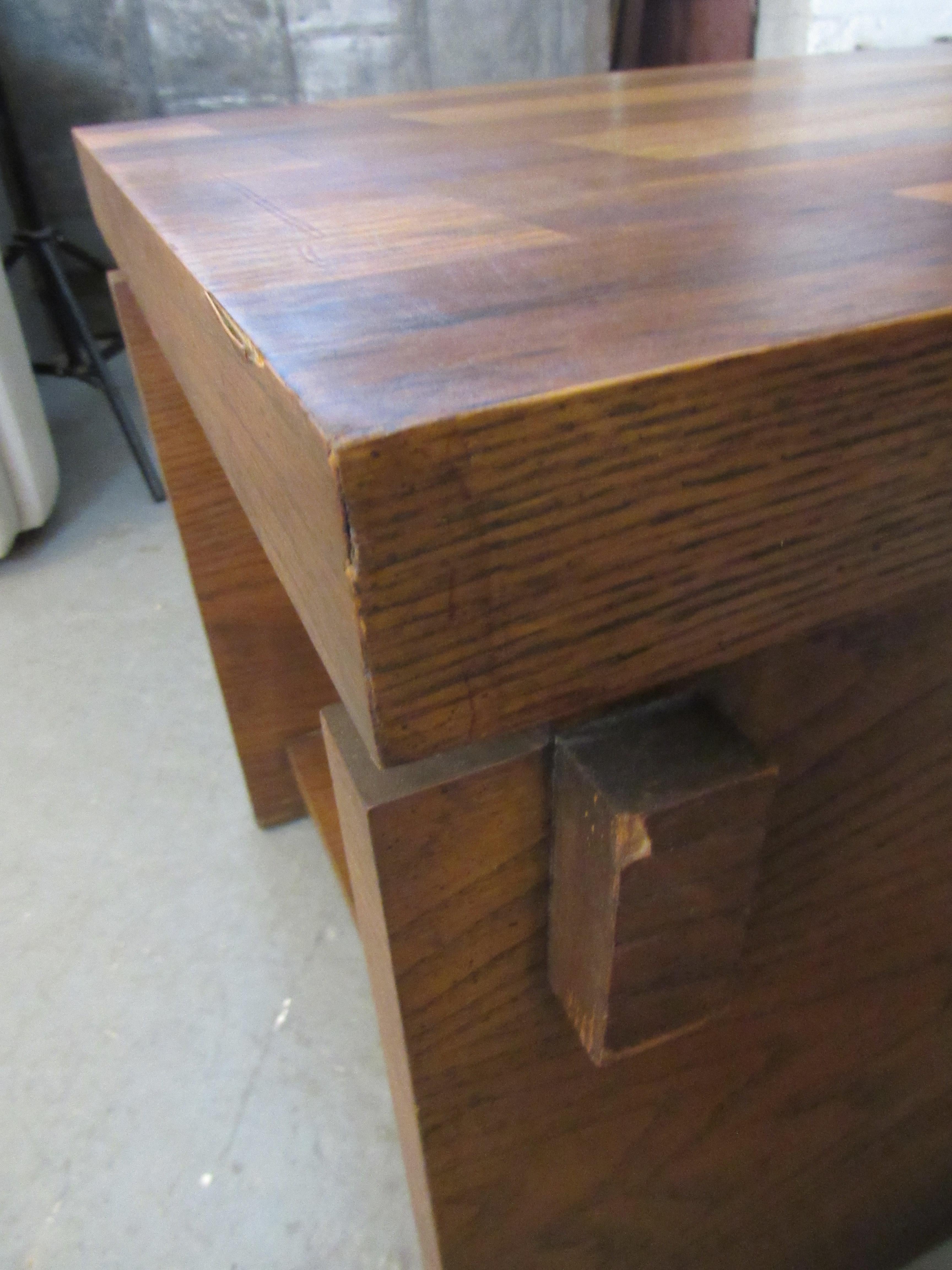20th Century Vintage Lane Furniture Oak Butcher Block End Table For Sale
