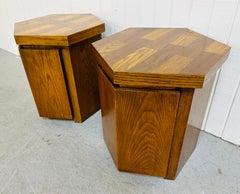 Vintage Lane Hexagonal Oak Side Tables - Set of 2