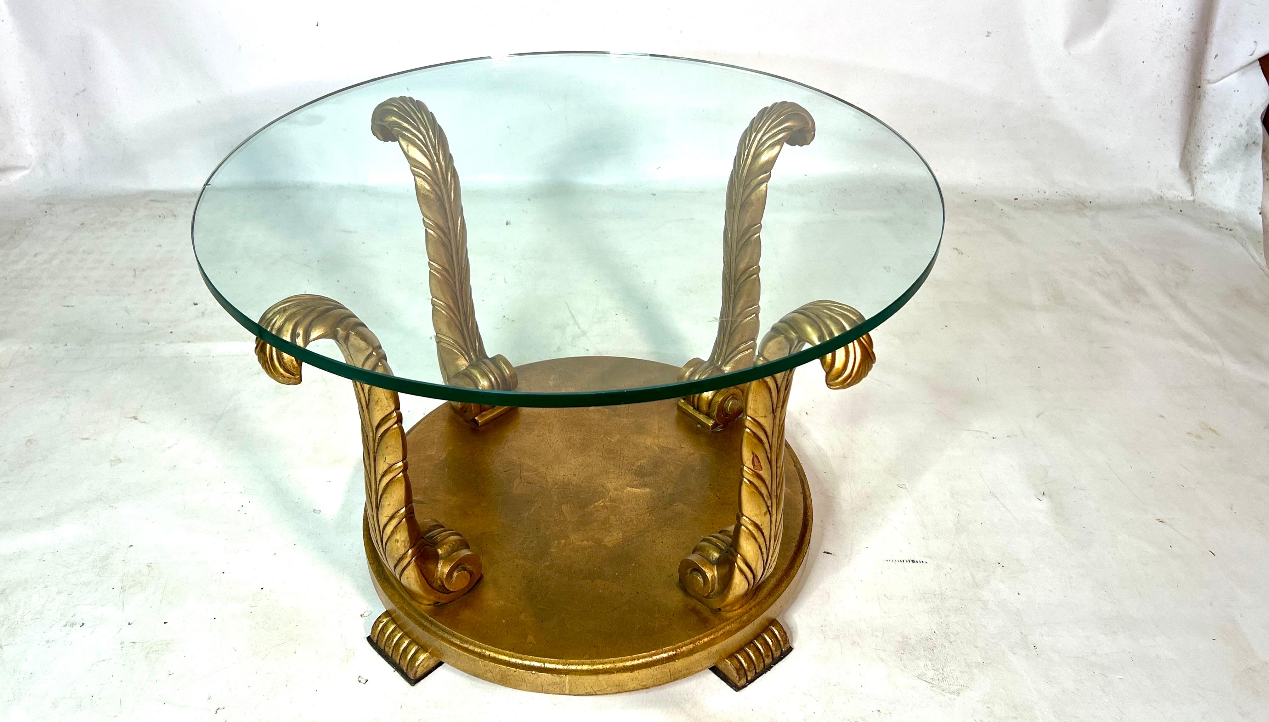 Américain Vintage Lane Hollywood Regency Gold Coffee Table / Side Table en vente
