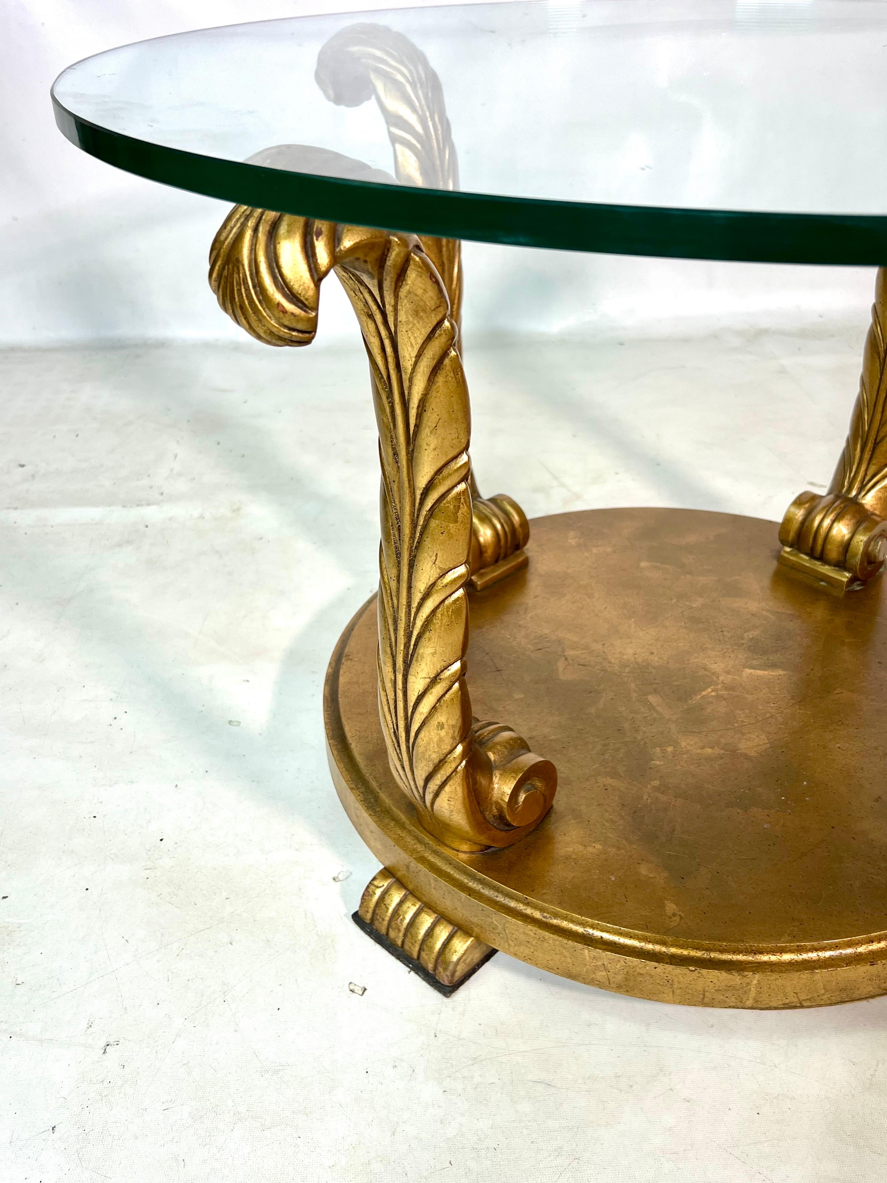 Fin du 20e siècle Vintage Lane Hollywood Regency Gold Coffee Table / Side Table en vente