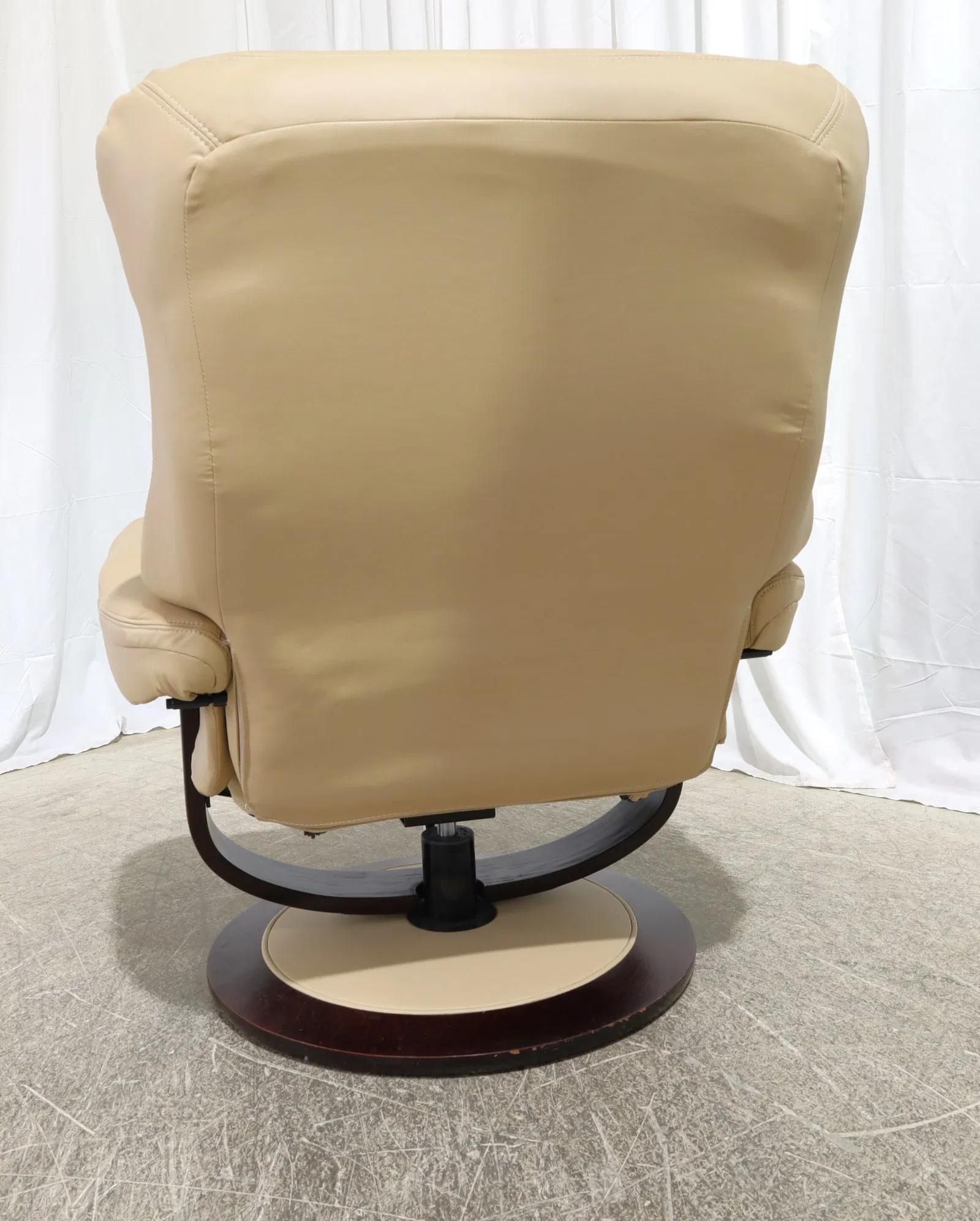 Vintage Lane Leather & Wood Ekornes Stressless Style Lounge Chair + Ottoman For Sale 1