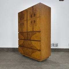 Vintage Lane Midcentury Burlwood Gentleman's Chest Highboy Dresser / Armoire