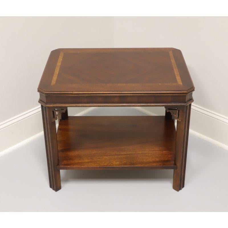American LANE Chippendale Style Inlaid Mahogany End Side Table