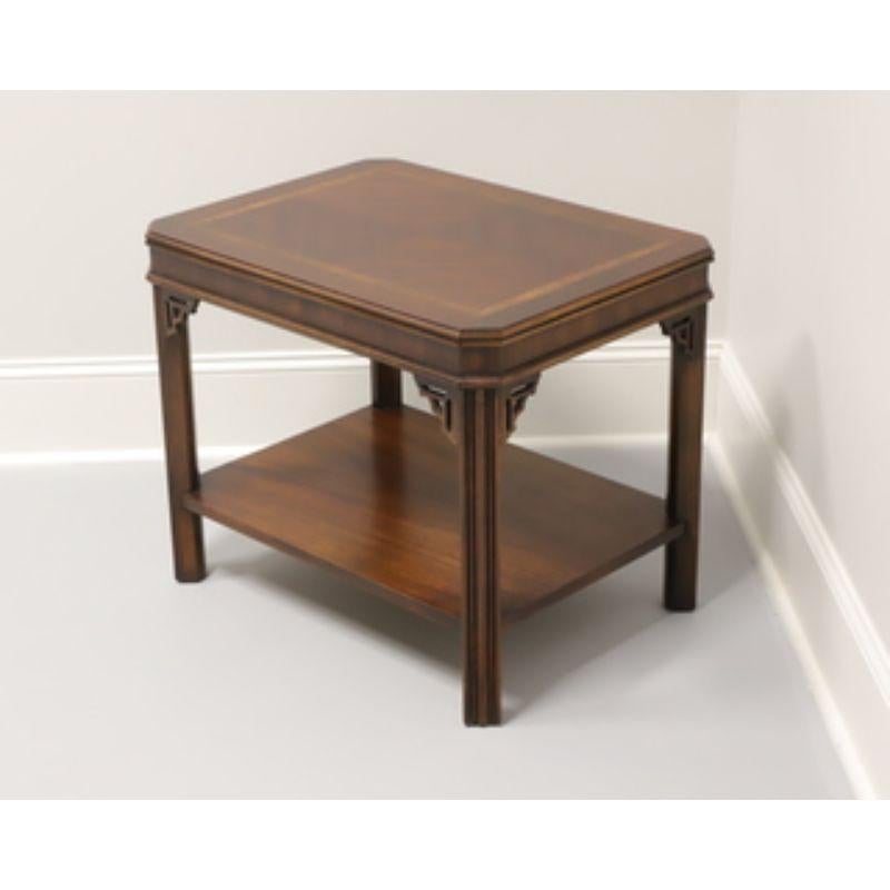 LANE Chippendale Style Inlaid Mahogany End Side Table In Excellent Condition In Charlotte, NC