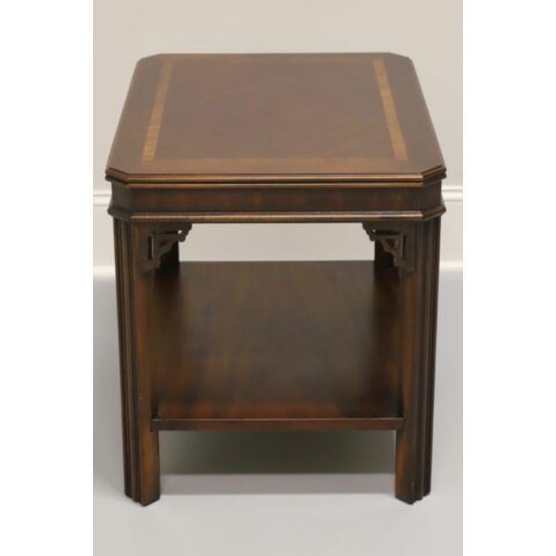 20th Century LANE Chippendale Style Inlaid Mahogany End Side Table