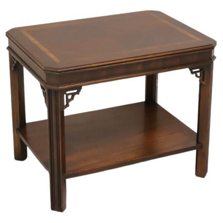 LANE Chippendale Style Inlaid Mahogany End Side Table at 1stDibs