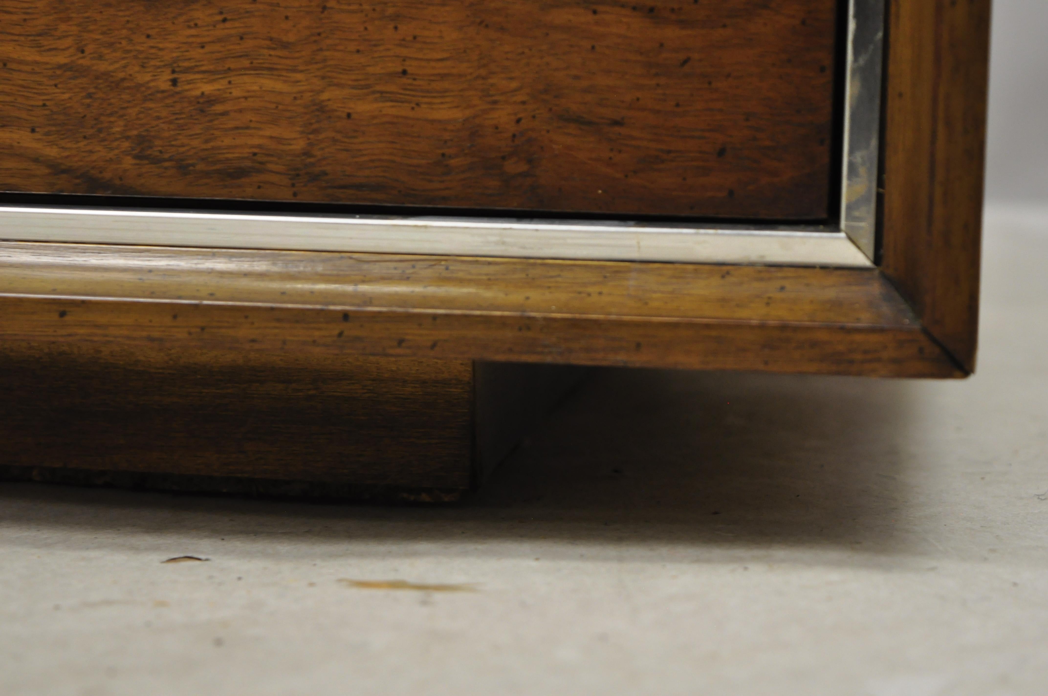 Vintage Lane Mid-Century Modern Walnut Chrome Trim 2-Drawer Nightstands, a Pair 2