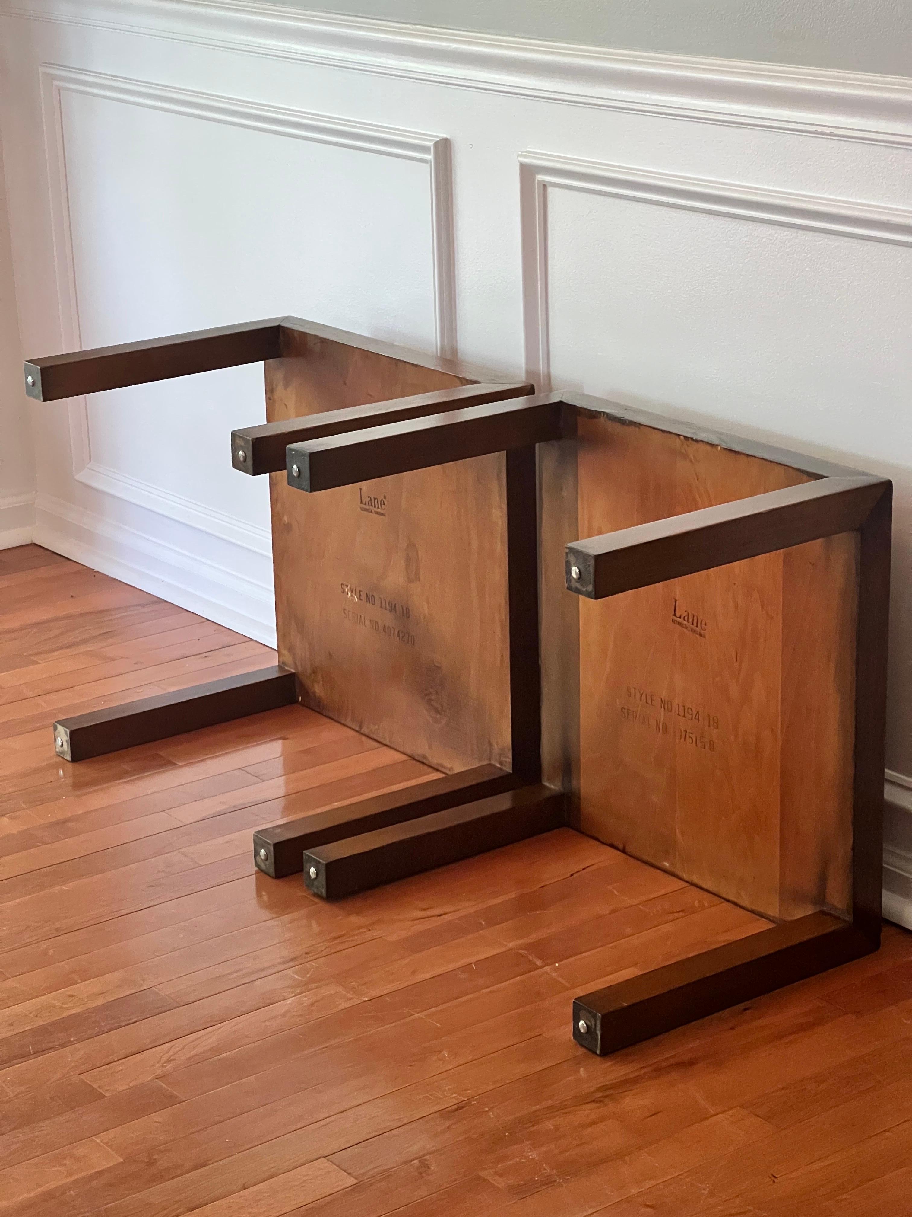 Late 20th Century Vintage Lane Parsons Style Stackable End Tables, a Pair