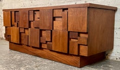 Vintage Lane Staccato Mid-Century Brutalist Cedar "Love Chest"