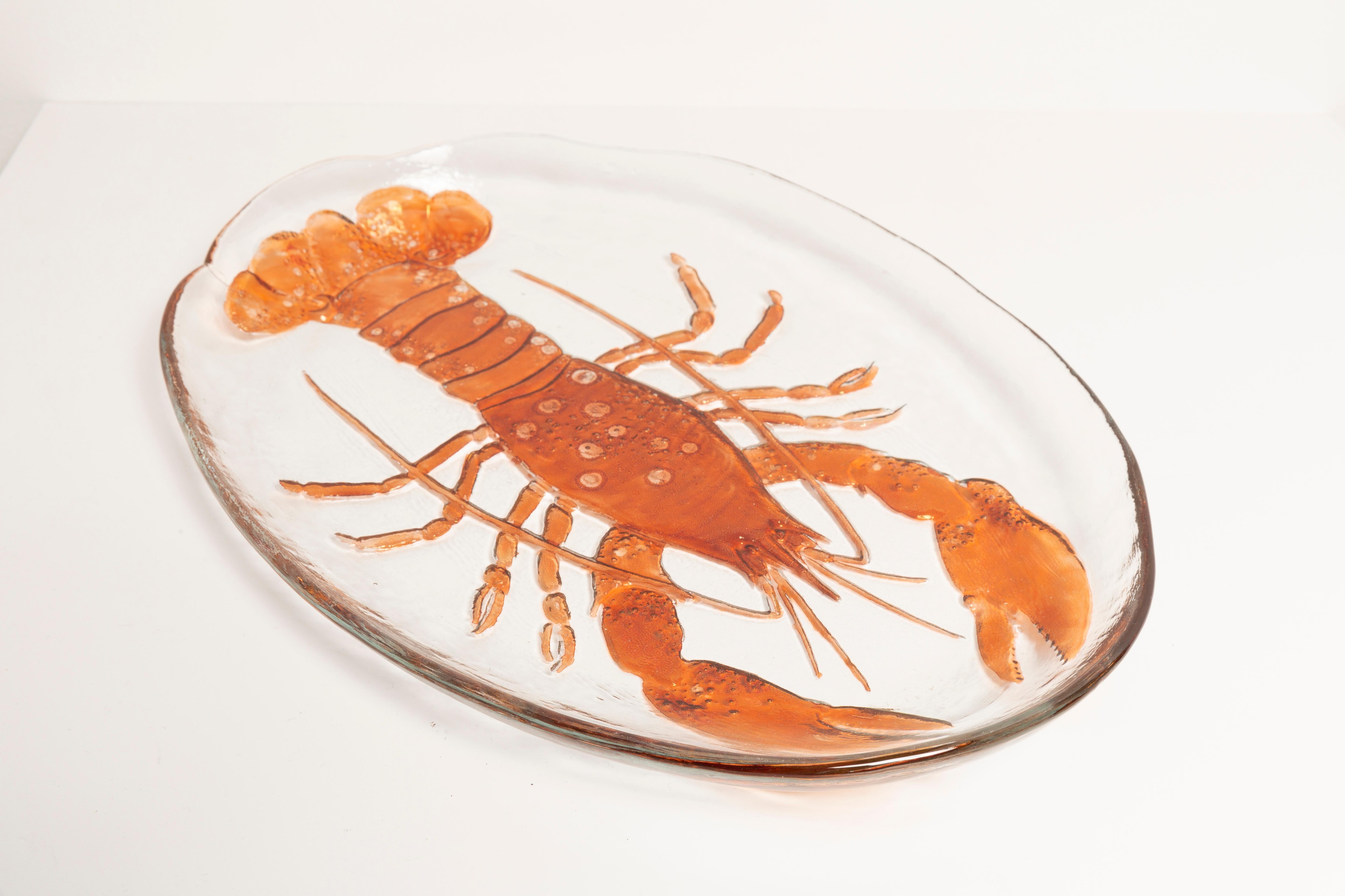 Vintage Langusta Decorative Glass Plate, Italy, 1960s 2