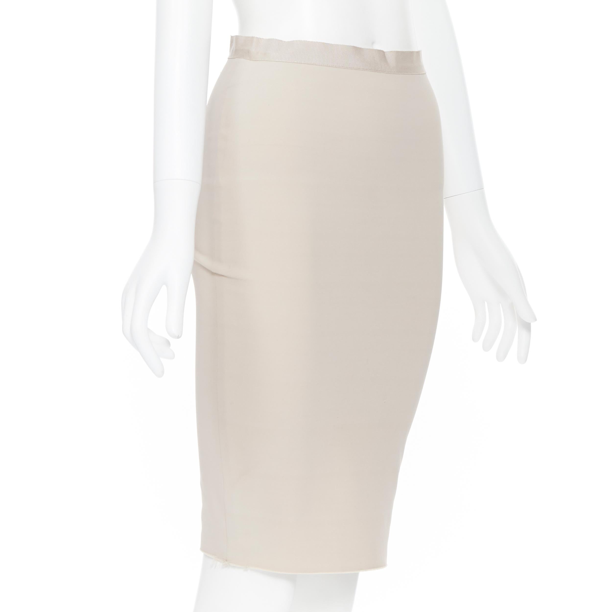 vintage LANVIN ALBER ELBAZ SS11 stretchy grosgrain raw hem pencil skirt FR36 In Good Condition In Hong Kong, NT