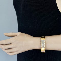Vintage LANVIN Art Deco Rhinestone Rigid Cuff Bracelet