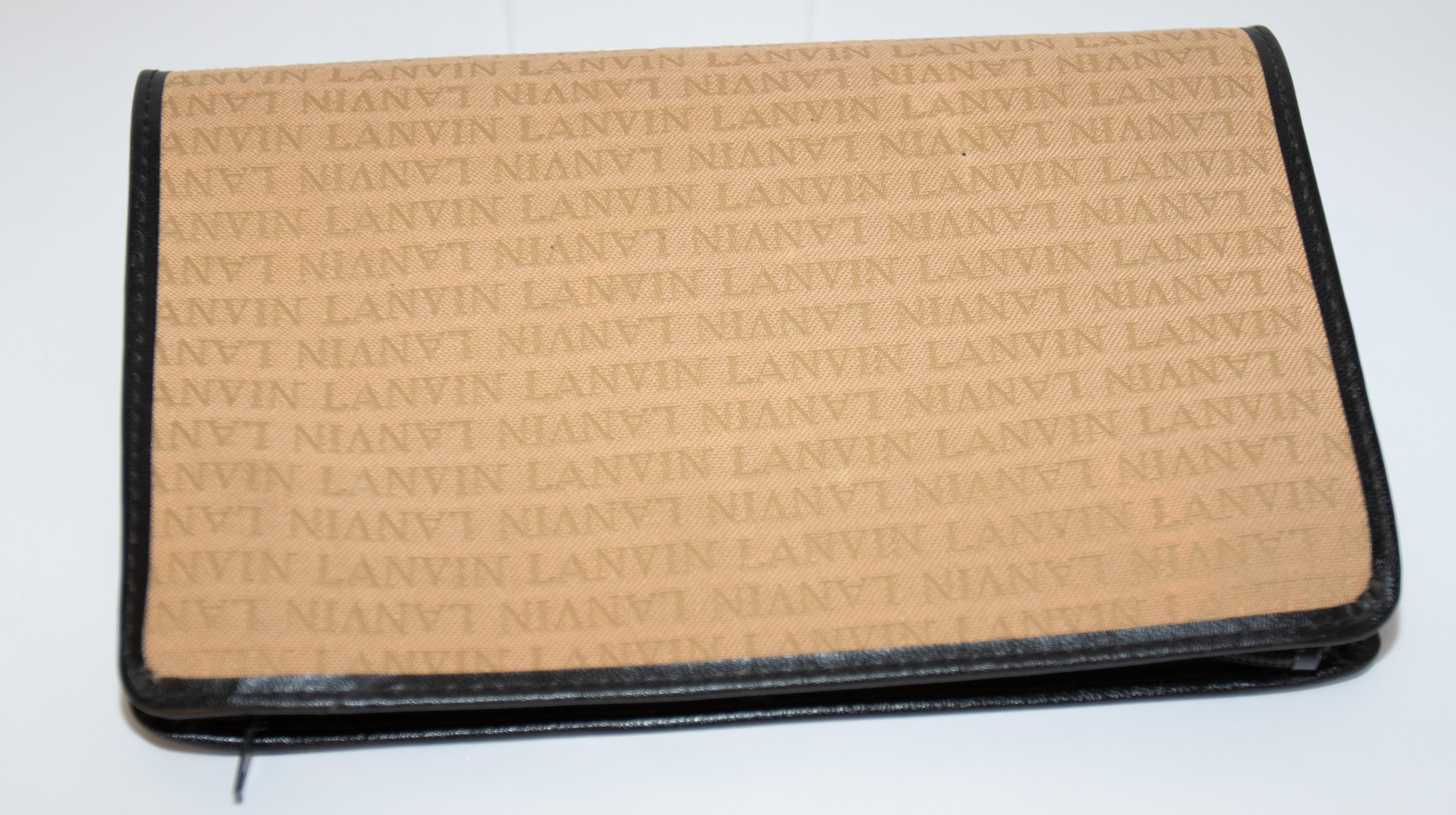 Lanvin - Sac de toilette vintage en coton beige en vente 2