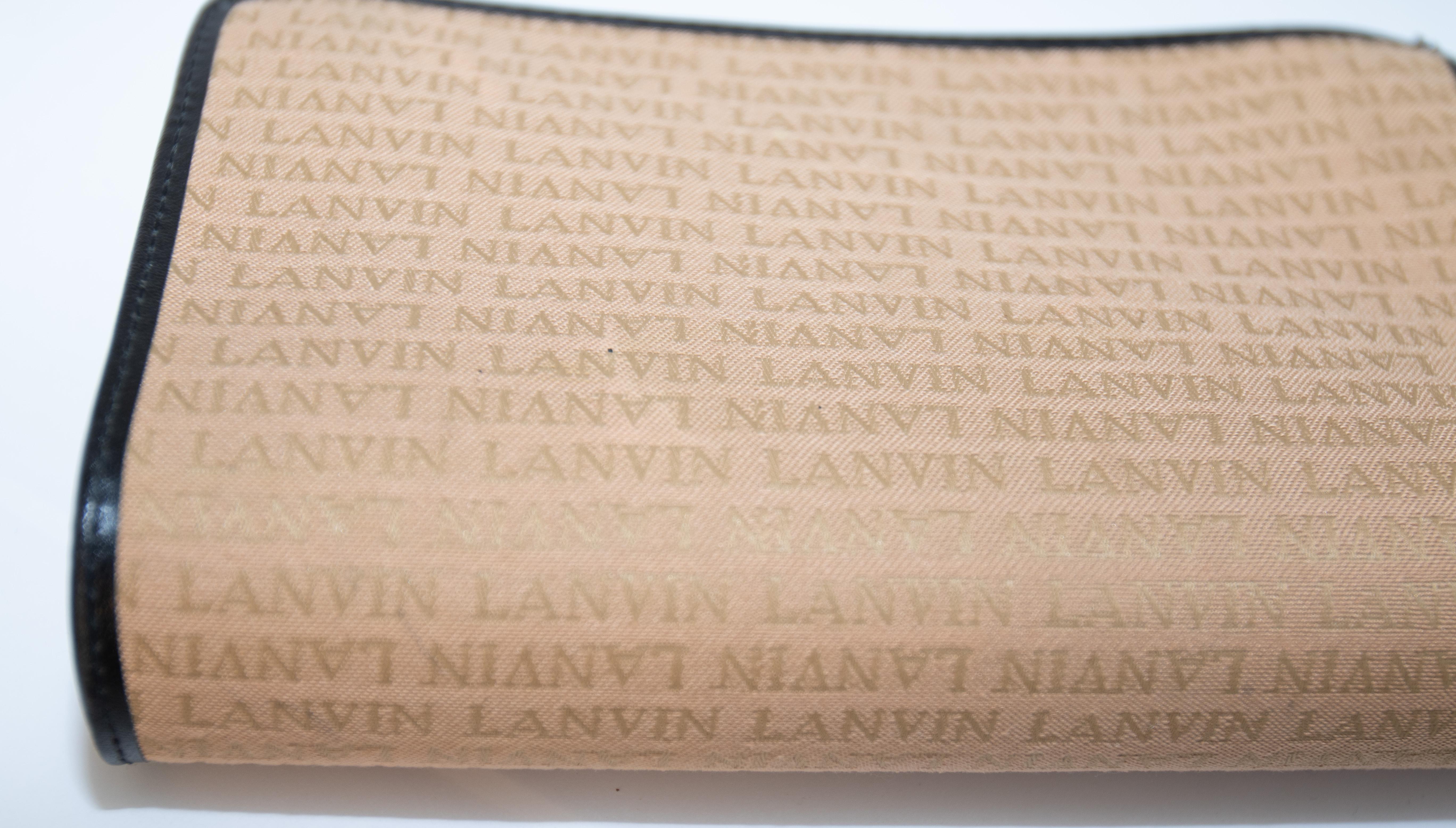 Lanvin - Sac de toilette vintage en coton beige en vente 4