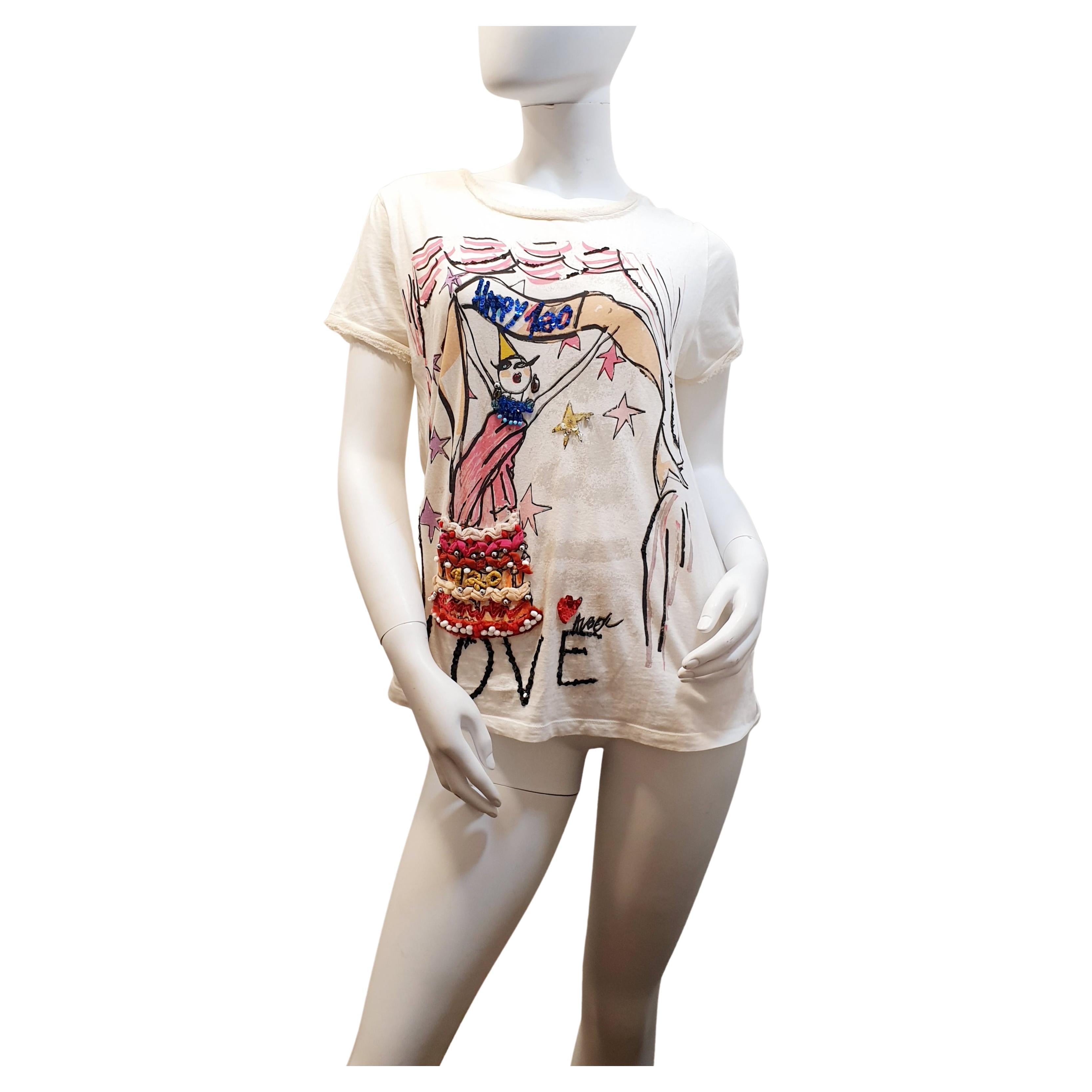 Vintage Lanvin beige  t-shirt 100 Anniversario in vendita