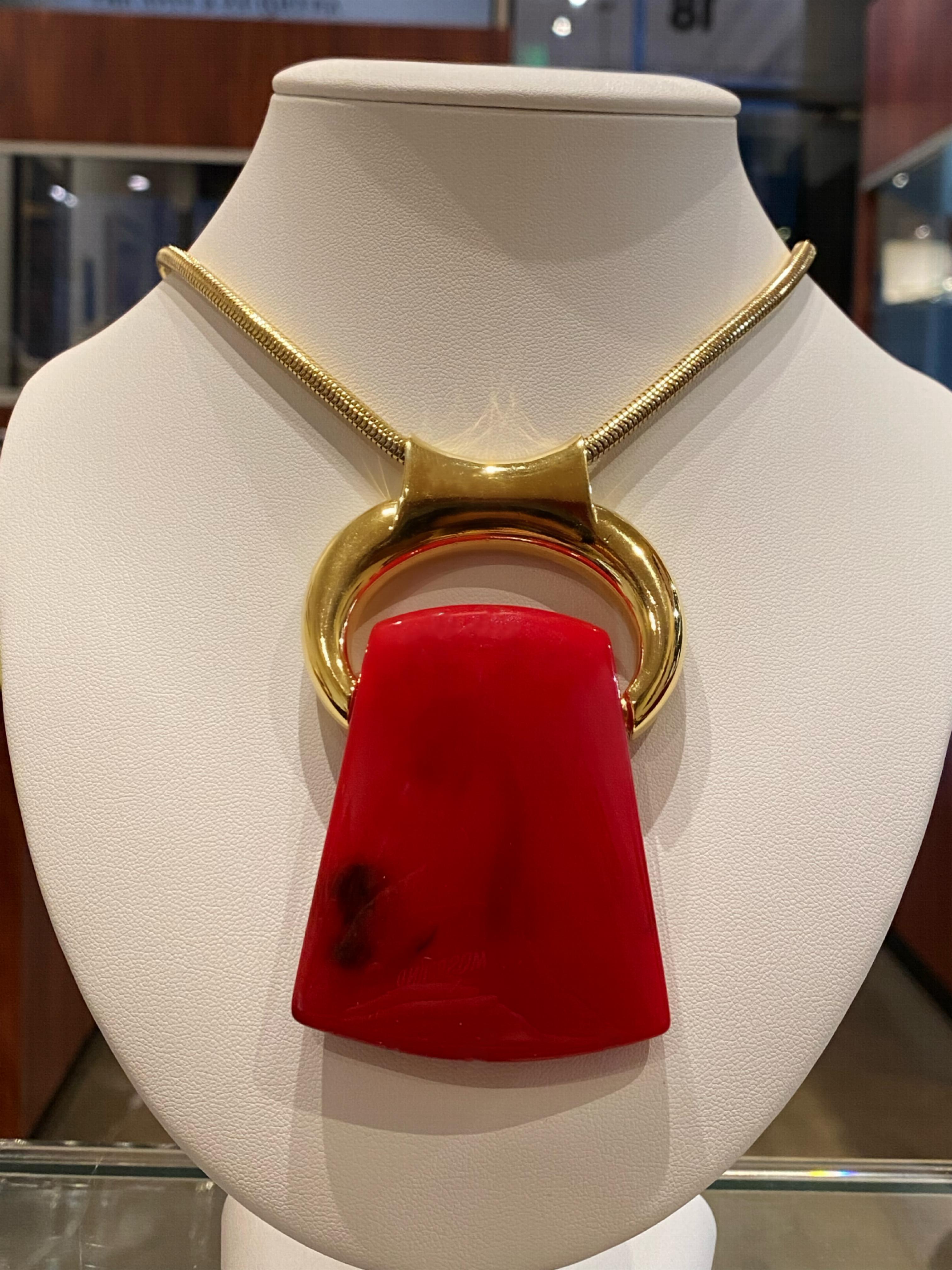 Vintage Lanvin Bijoux Lucite-Halskette mit austauschbarem Anhänger in Originalverpackung 4