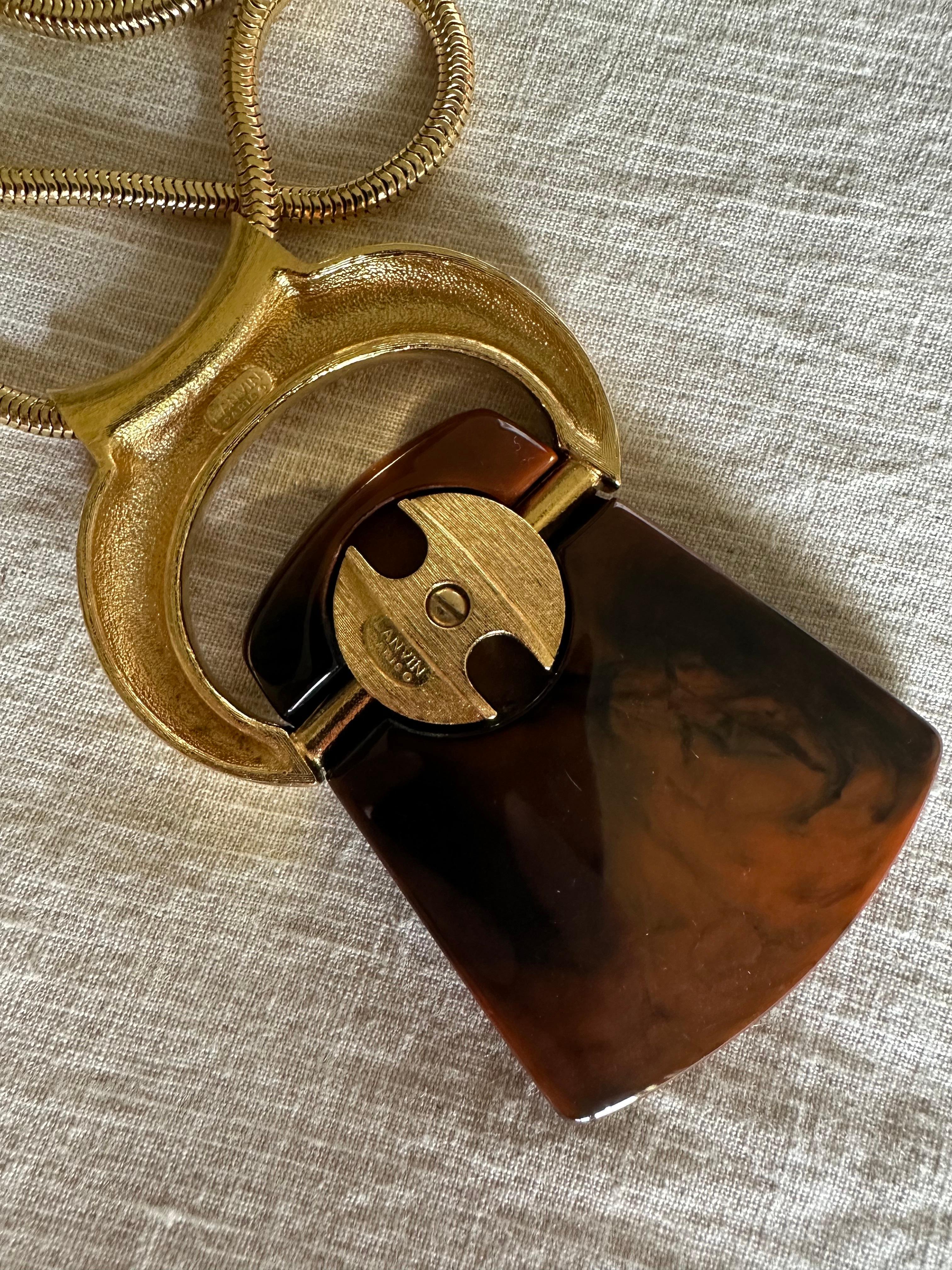 Vintage Lanvin Bijoux Lucite-Halskette mit austauschbarem Anhänger in Originalverpackung (Moderne)
