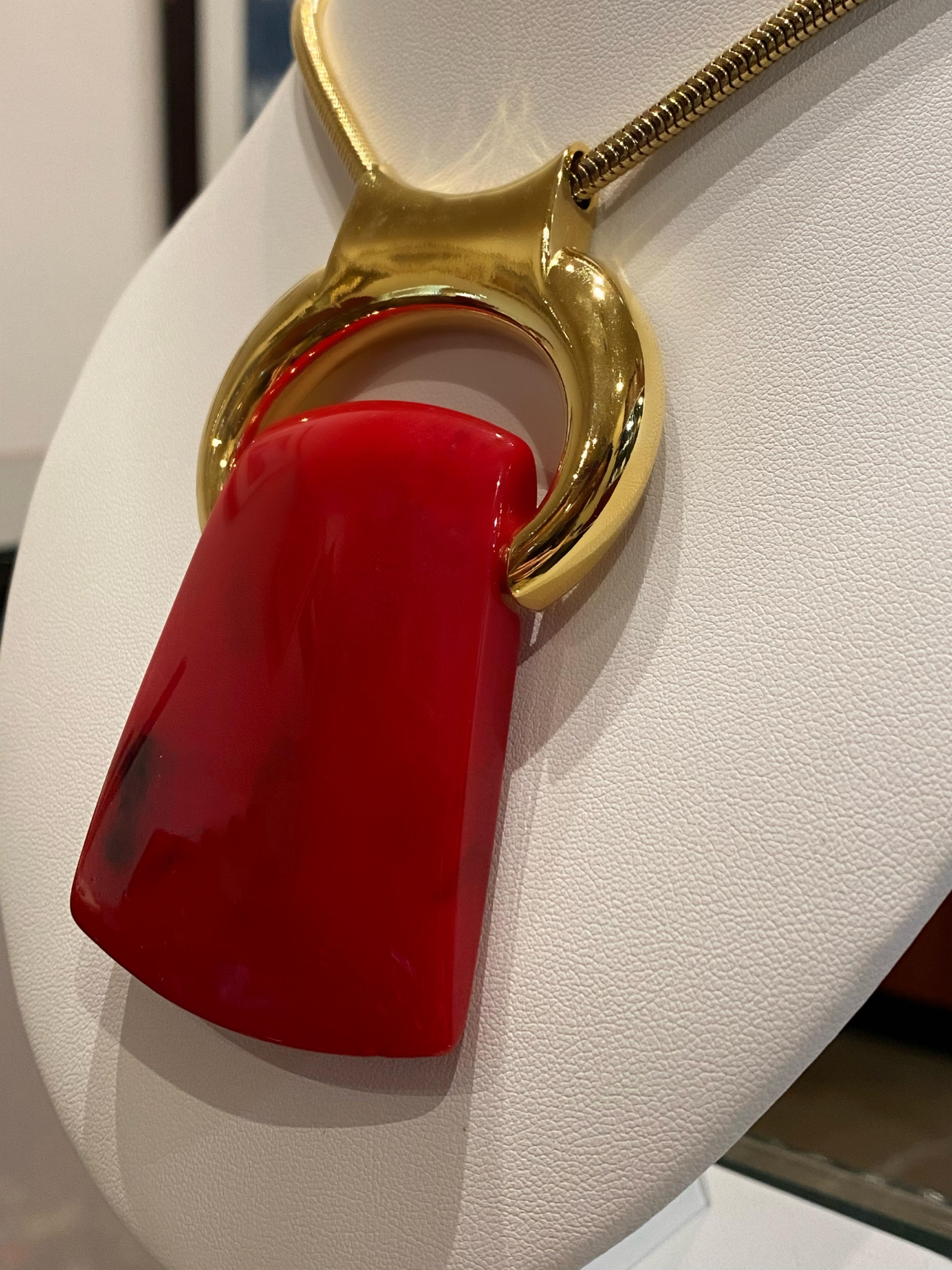 Vintage Lanvin Bijoux Lucite-Halskette mit austauschbarem Anhänger in Originalverpackung (Trapezschliff)
