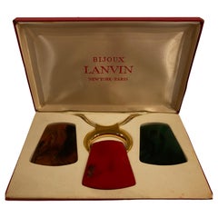 Vintage Lanvin Bijoux Lucite-Halskette mit austauschbarem Anhänger in Originalverpackung