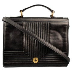 Vintage LANVIN Black Leather Top Handles Handbag