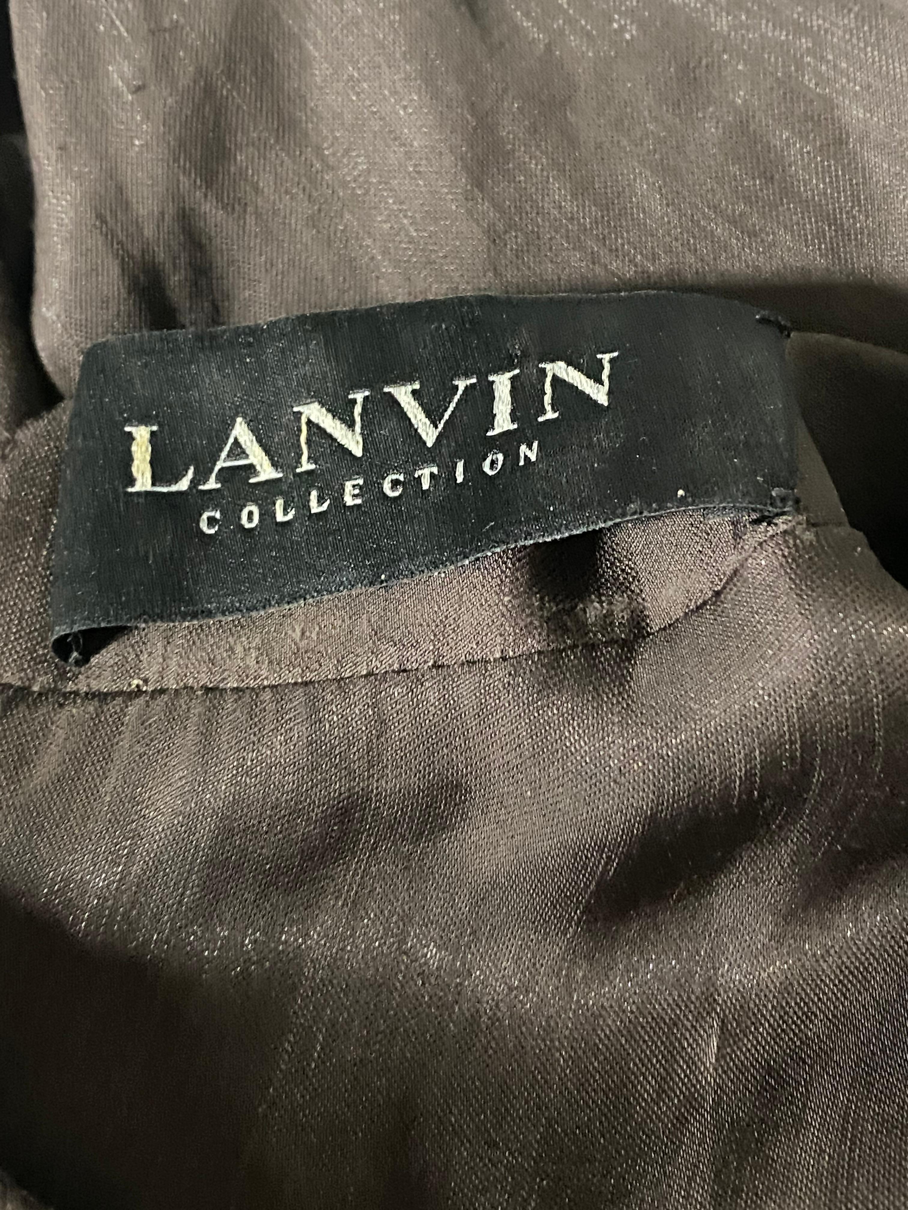 Vintage LANVIN Collection Brown Silk Top Blouse In Excellent Condition For Sale In Beverly Hills, CA