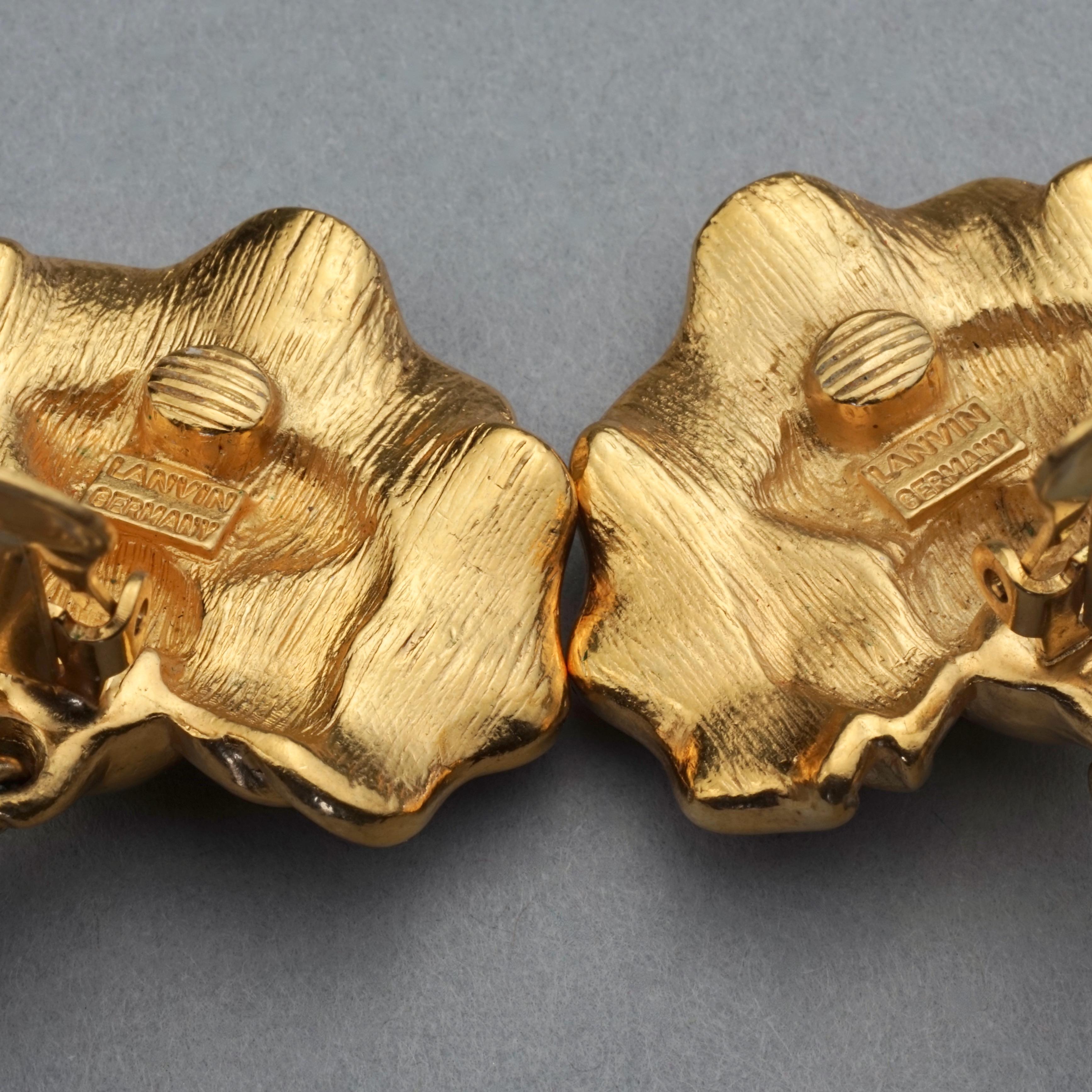 Vintage LANVIN Flower Pearl Drop Earrings 4