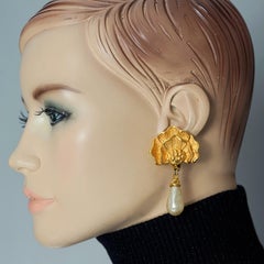 Vintage LANVIN Flower Pearl Drop Earrings