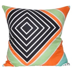 Vintage Lanvin Geometric Silk Scarf with Irish Linen Cushion Pillow