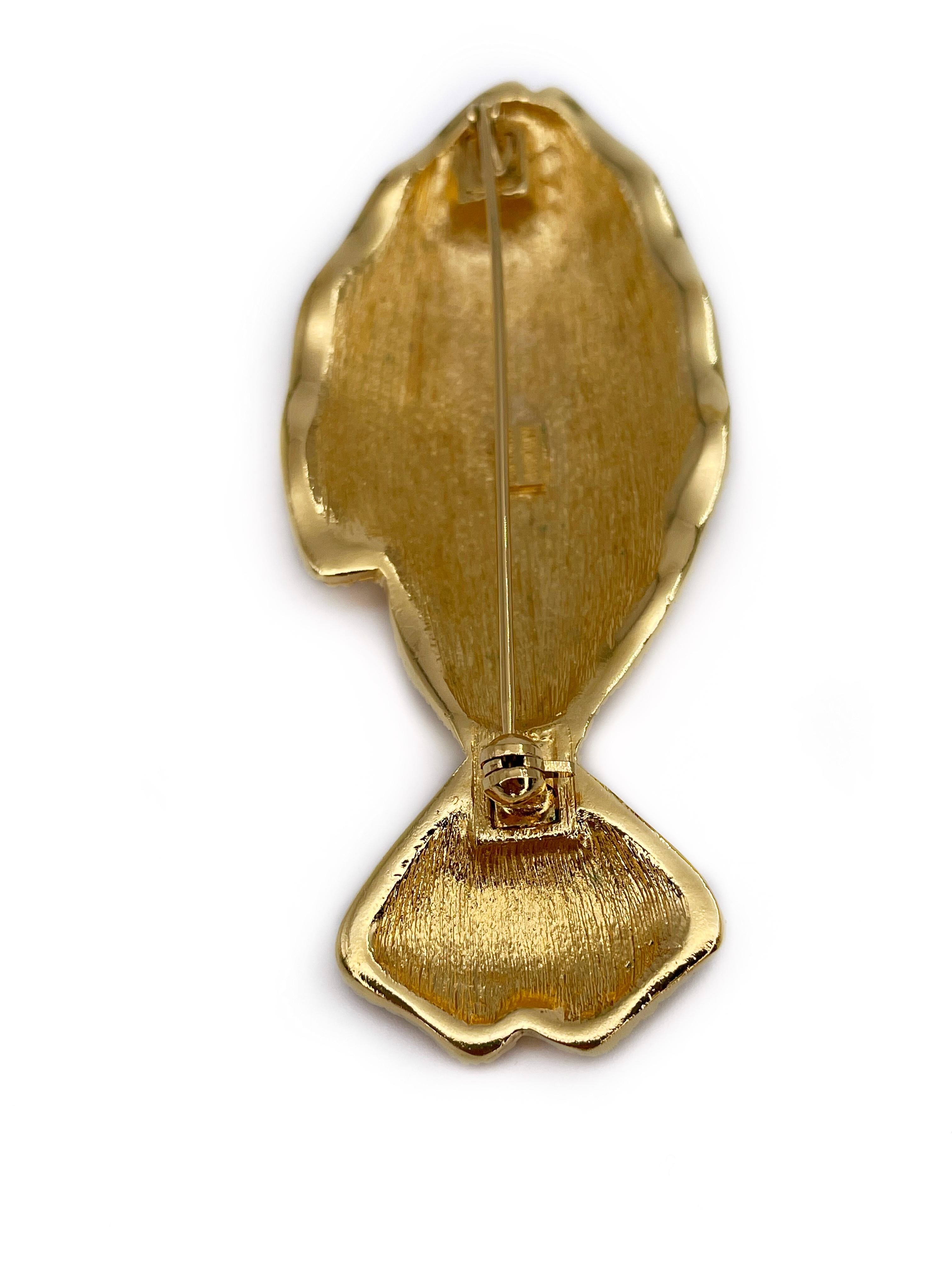 1970’s Vintage Lanvin Gold Tone Fish Pin Brooch In Good Condition In Vilnius, LT