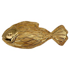1970’s Vintage Lanvin Gold Tone Fish Pin Brooch