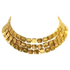 Vintage Lanvin Gold Tone Necklace with Butterfly Clasp Necklace Circa 1980s