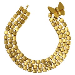 Vintage Lanvin Gold Tone Necklace with Butterfly Clasp Necklace