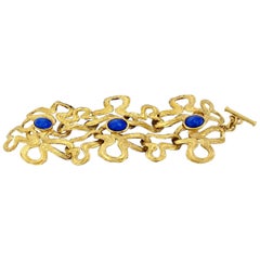 Vintage Lanvin Lapis Lazuli Irregular Wide Bracelet