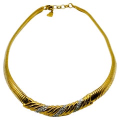 Vintage Lanvin Gold Plated Collar Necklace 1970s