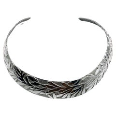 Vintage Lanvin Silver Plated Collar Necklace 1980s