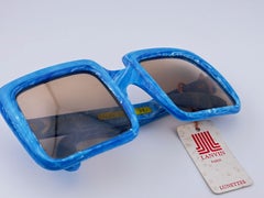 Vintage Lanvin Oversized Marbled Blue 1970 France Sunglasses