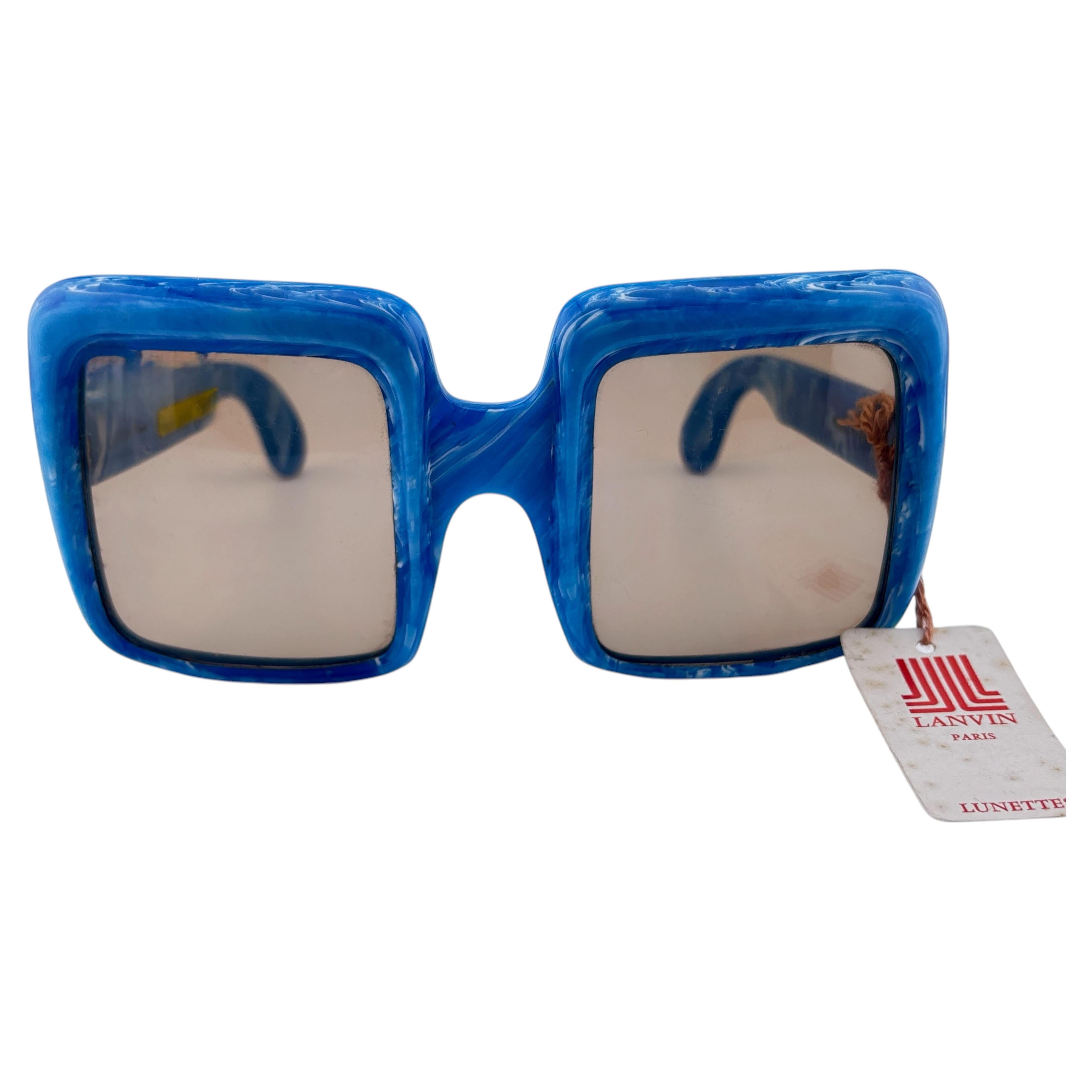 Lunettes de soleil vintage Lanvin Oversized Marbled Blue 1970 France