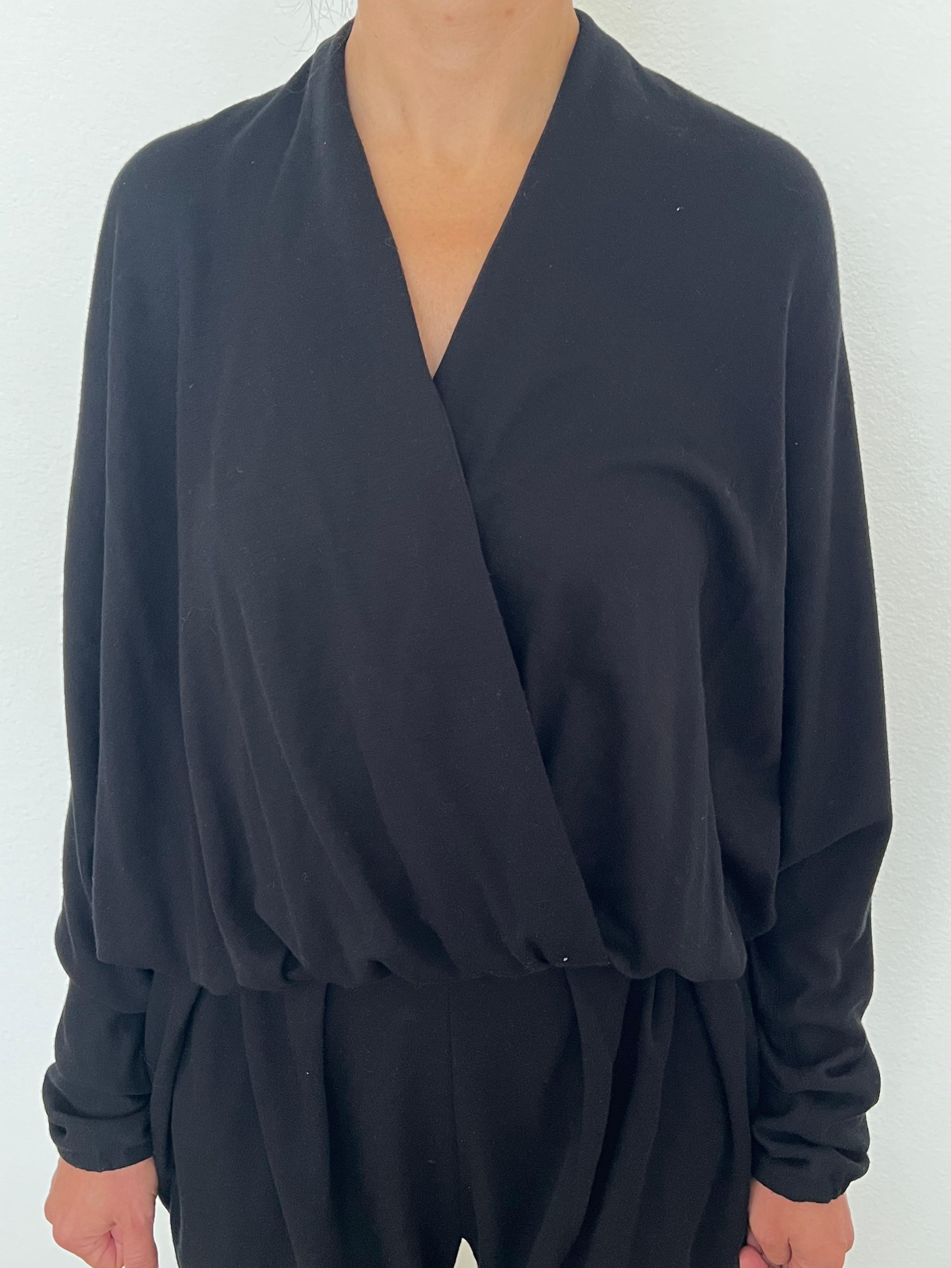 Vintage Lanvin Paris Black Jumpsuit, Size 38 For Sale 1