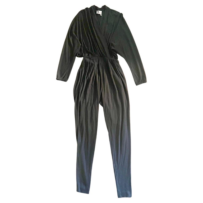 Vintage Lanvin Paris Black Jumpsuit, Size 38 For Sale